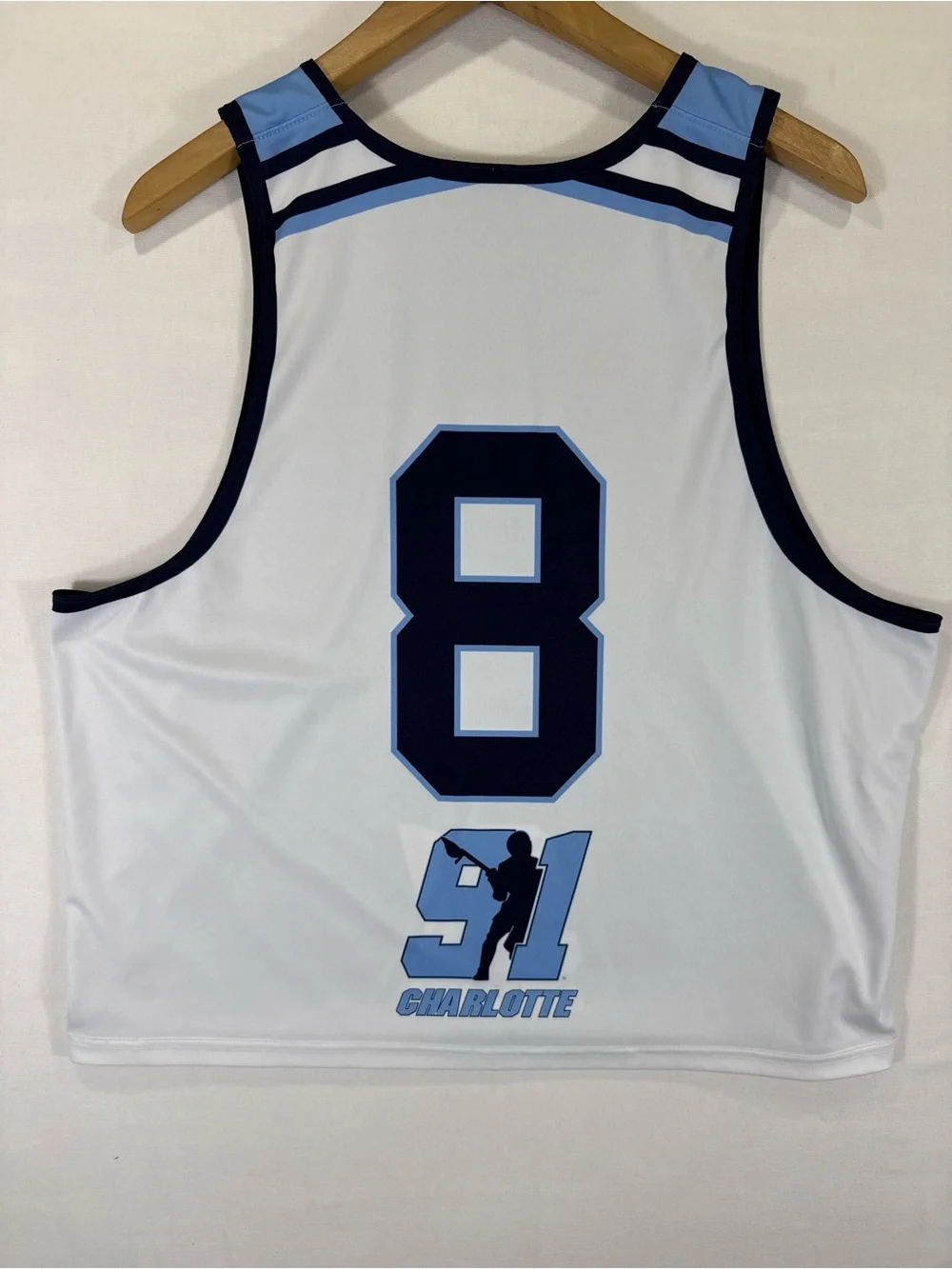 New Balance Men’s Navy Blue and White Charlotte Number Rash Guard